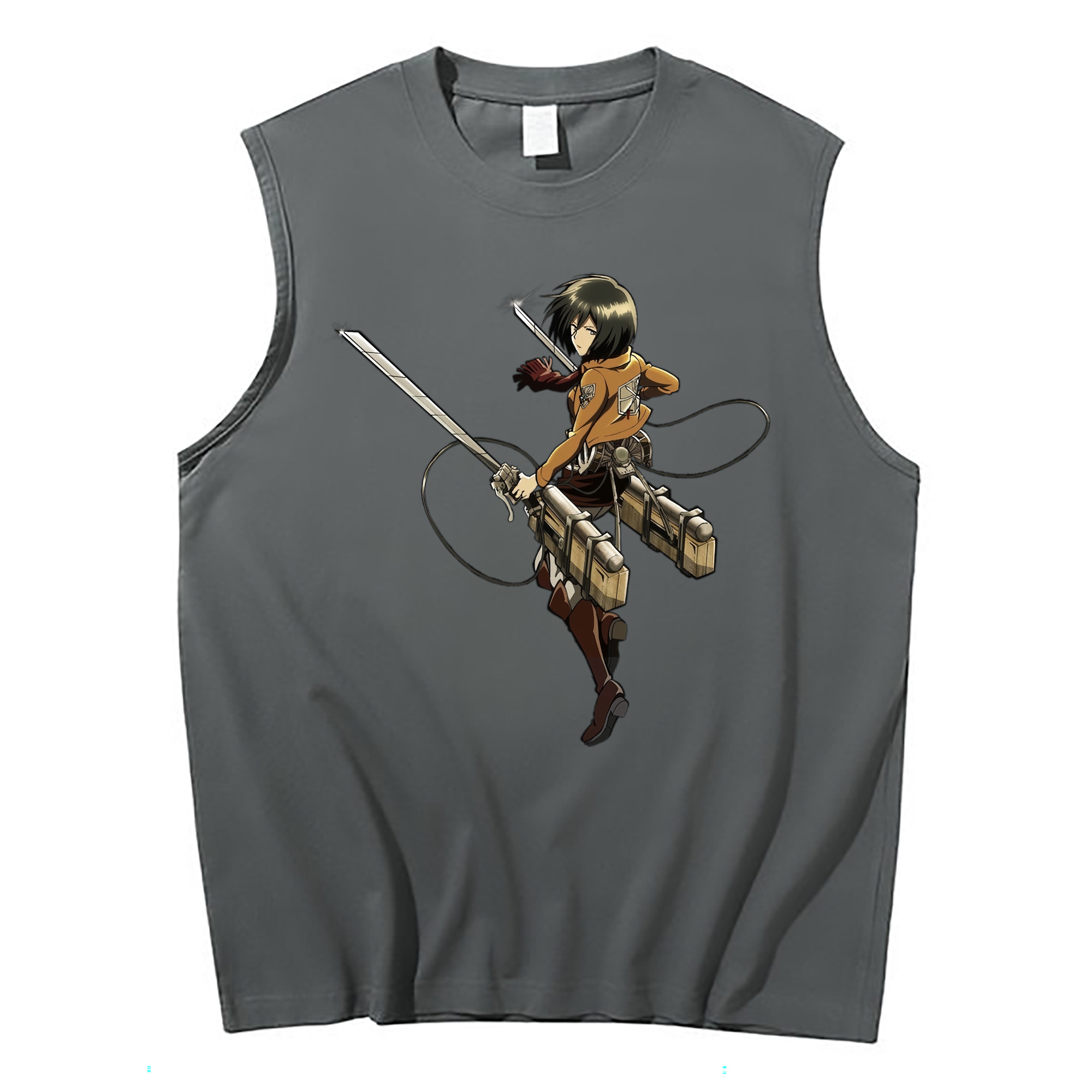 （画像用） 進撃の巨人 ミカサ·アッカーマン Attack on Titan Mikasa Ackerman コットン100％タンクトップ（フロントプリント）